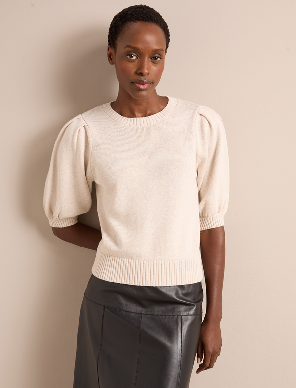 Amalie Linen Blend Jumper - Oatmeal