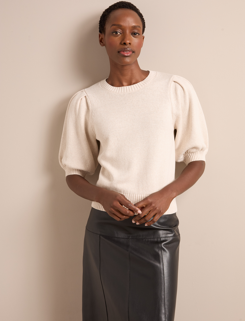 Amalie Linen Blend Jumper - Oatmeal