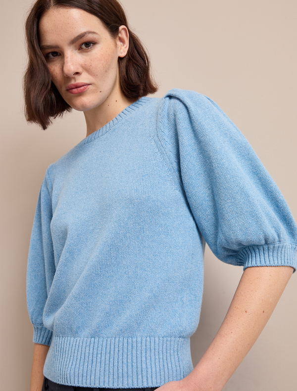 Amalie Linen Blend Jumper - Sky Blue