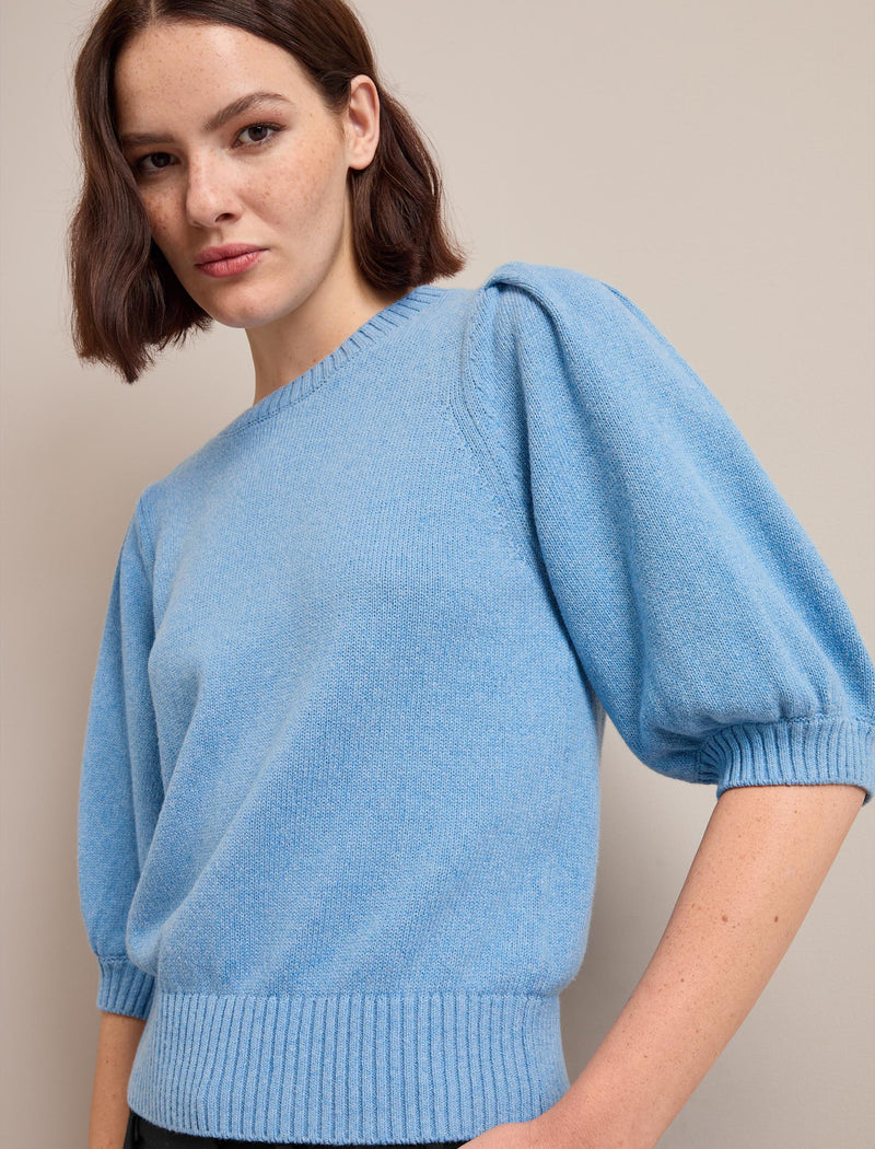 Amalie Linen Blend Jumper - Sky Blue