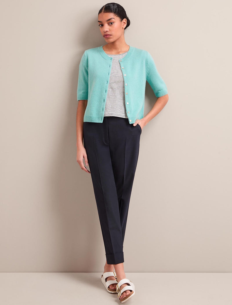 Clara Cashmere Short Sleeve Cardigan - Spearmint