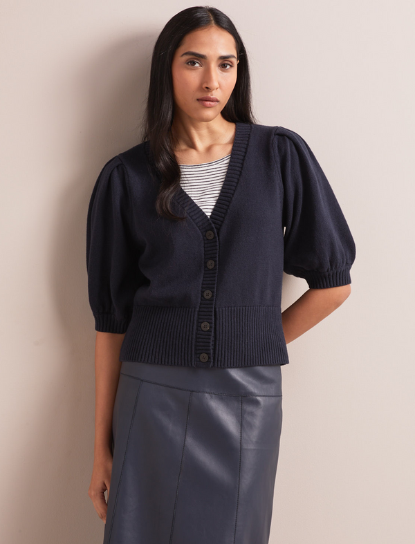 Amalie Linen Blend Cardigan - Navy