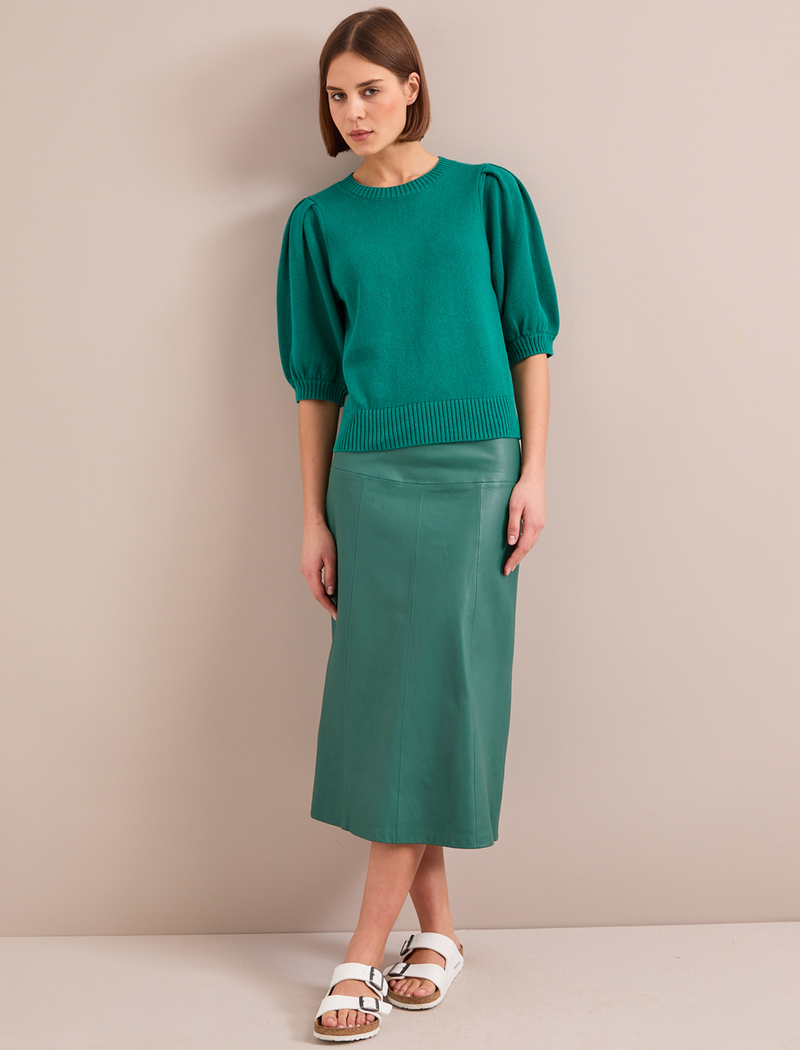 Amalie Linen Blend Jumper - Mid Green