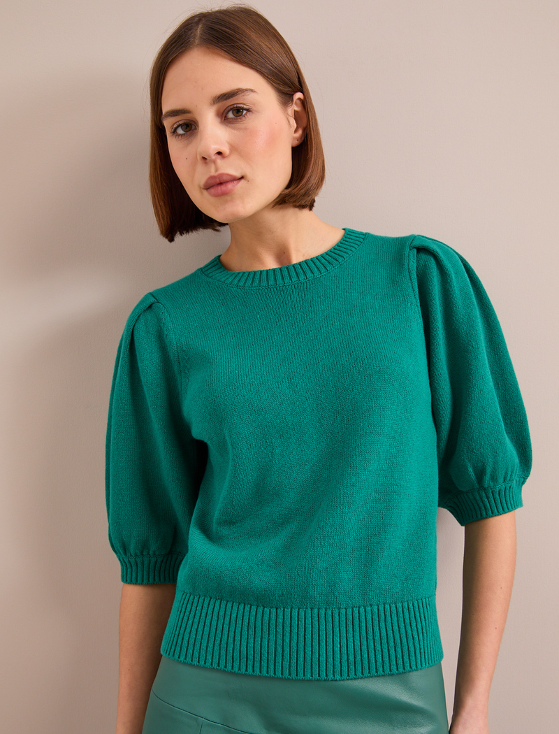 Amalie Linen Blend Jumper - Mid Green