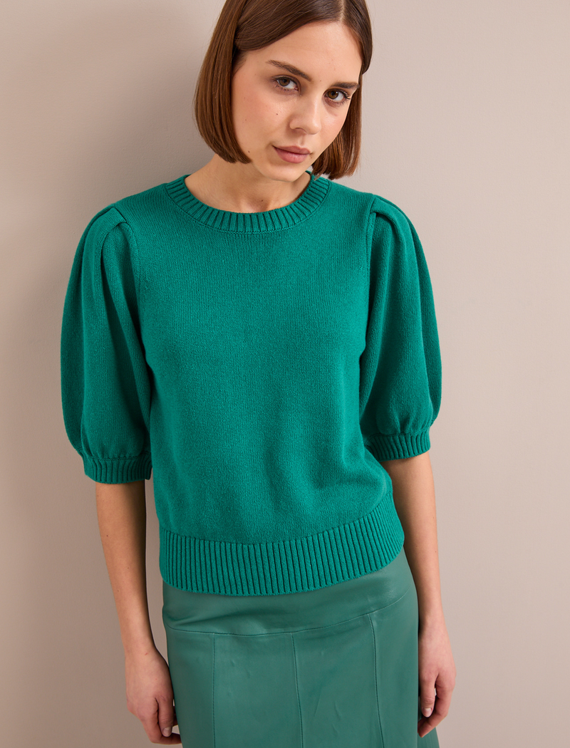 Amalie Linen Blend Jumper - Mid Green