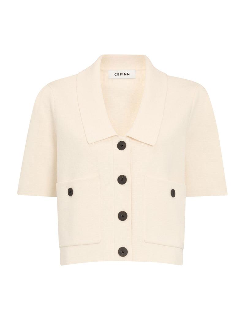 Julia Cotton Blend Knit Jacket - Cream