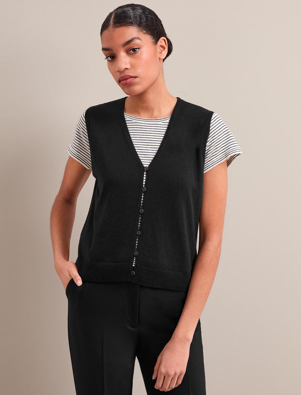 Vinnie Cotton Blend Vest - Black