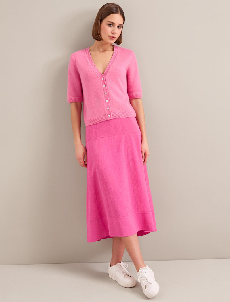 Clara Cashmere Short Sleeve Cardigan - Pink