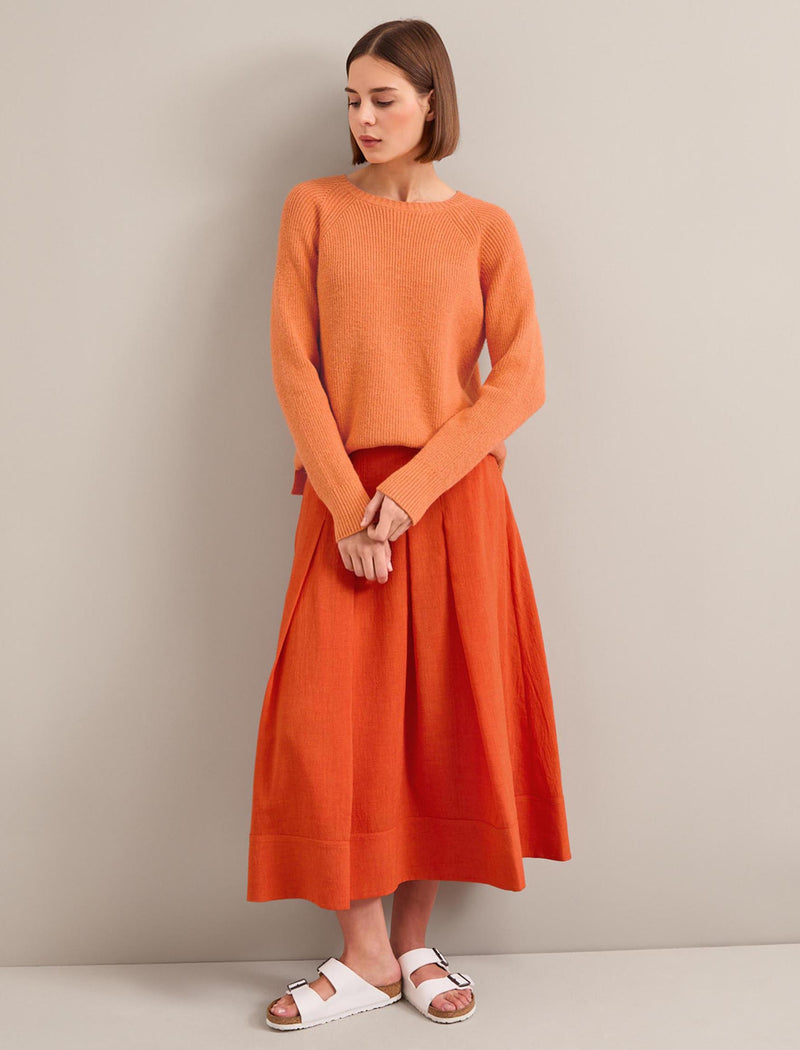 Sophia Techni Voile Pleated Maxi Skirt - Burnt Orange