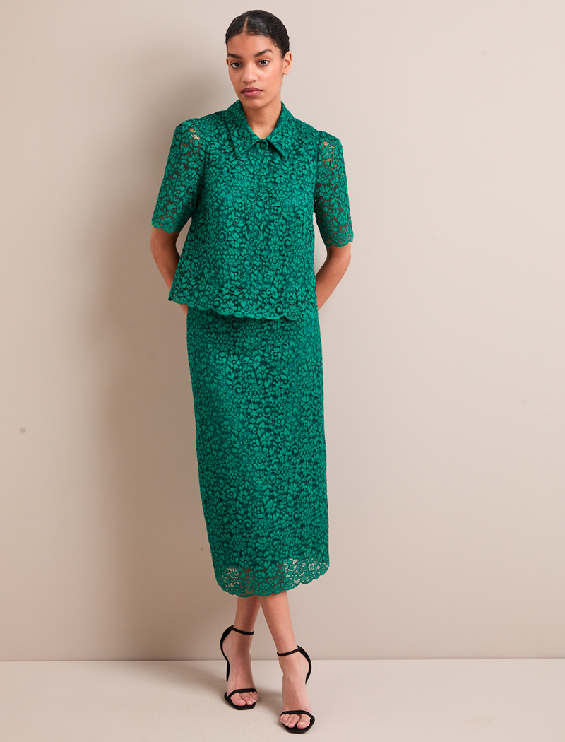 Jacquie Lace Blouse - Emerald Green