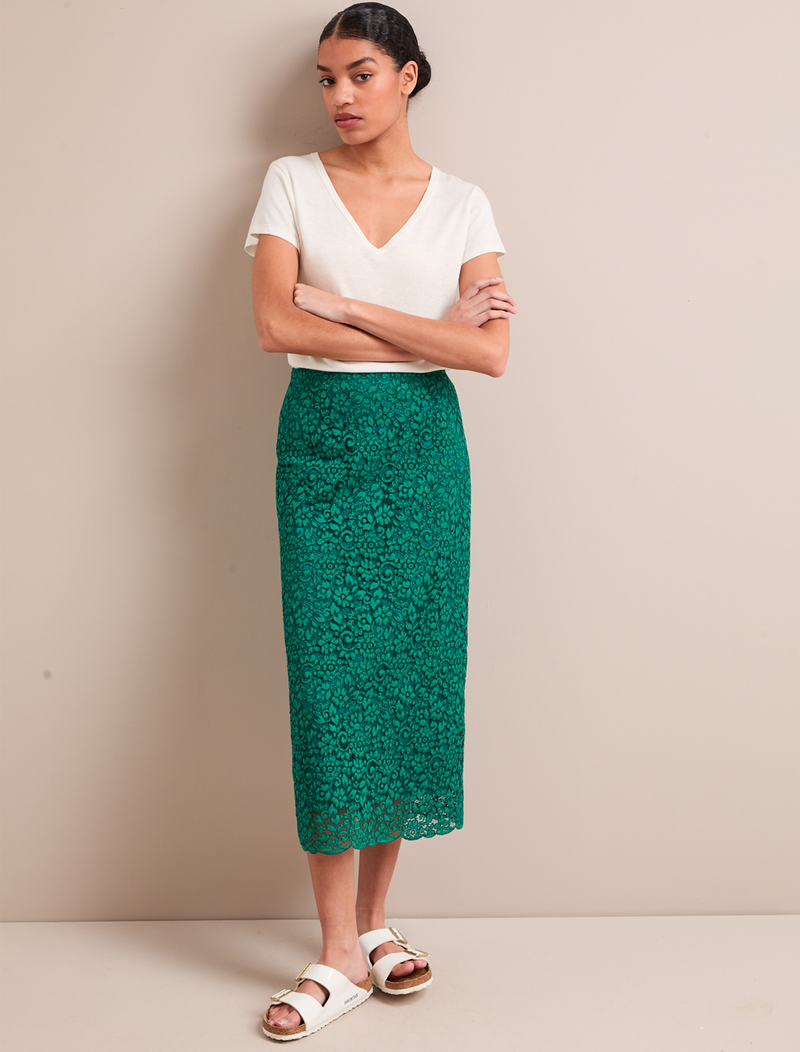 Jacquie Lace Maxi Skirt - Emerald Green