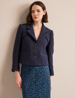 Ronan Organic Cotton Bouclé Jacket - Navy