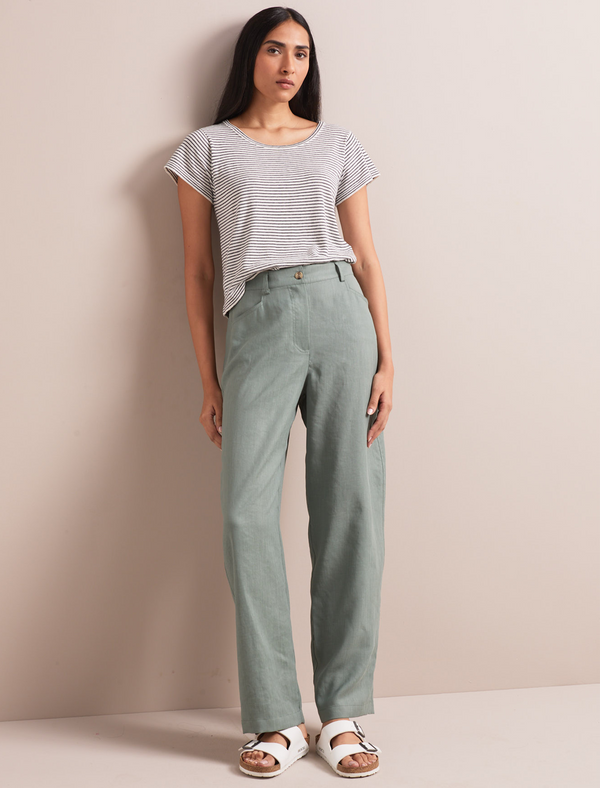 Hudson Techni Linen Trouser - Sage Green