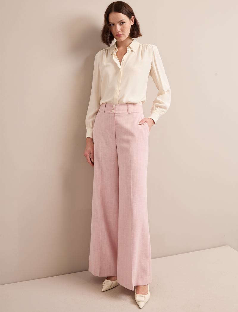 Tyler Linen Blend Trouser - Pale Pink