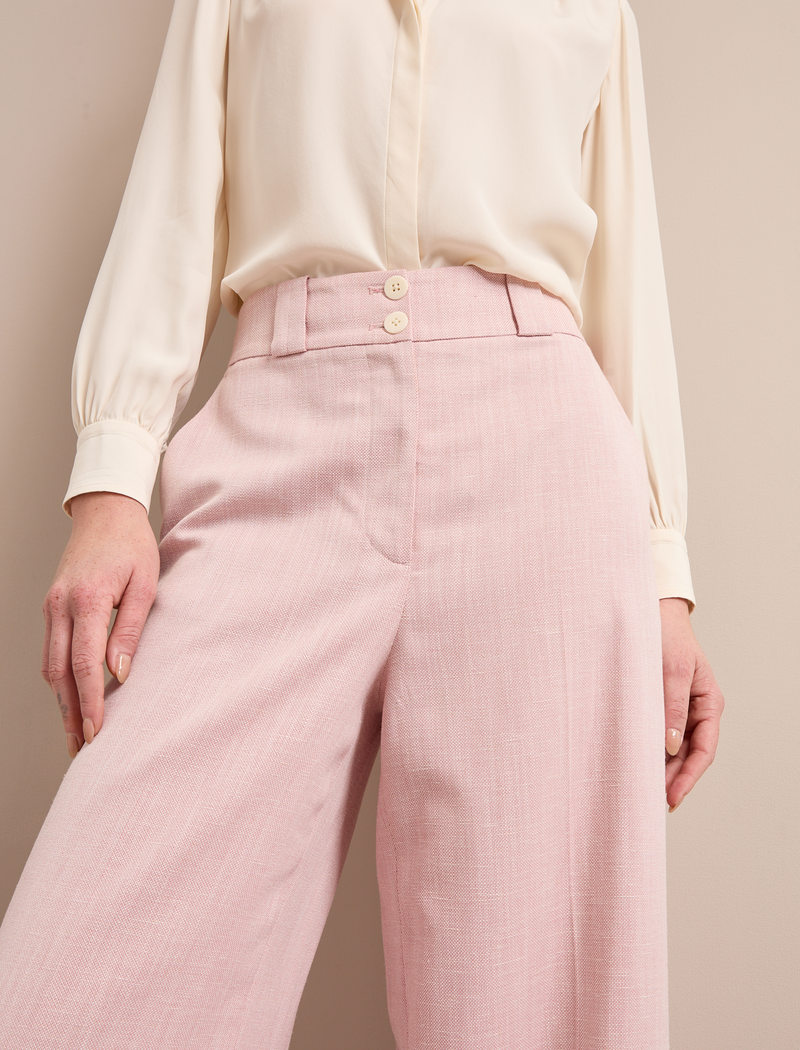 Tyler Linen Blend Trouser - Pale Pink