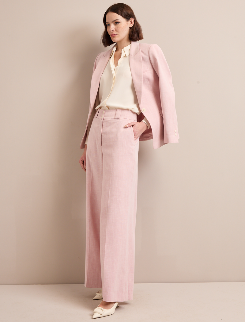 Tyler Linen Blend Trouser - Pale Pink