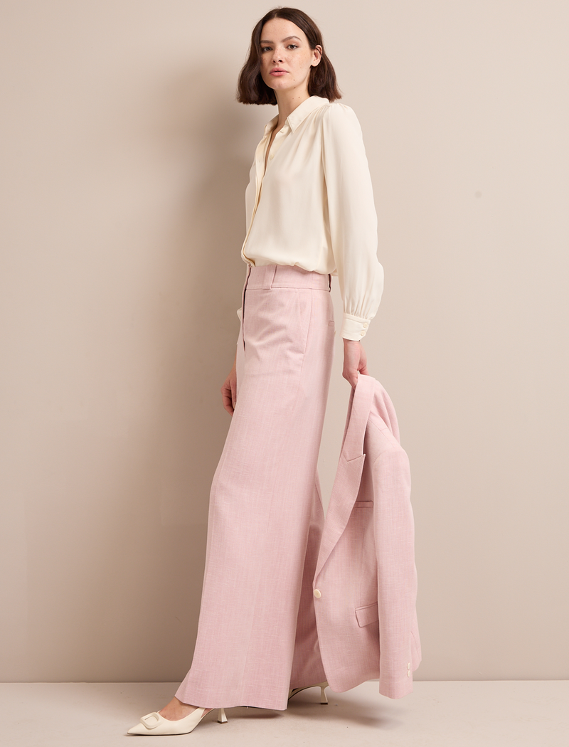 Tyler Linen Blend Trouser - Pale Pink