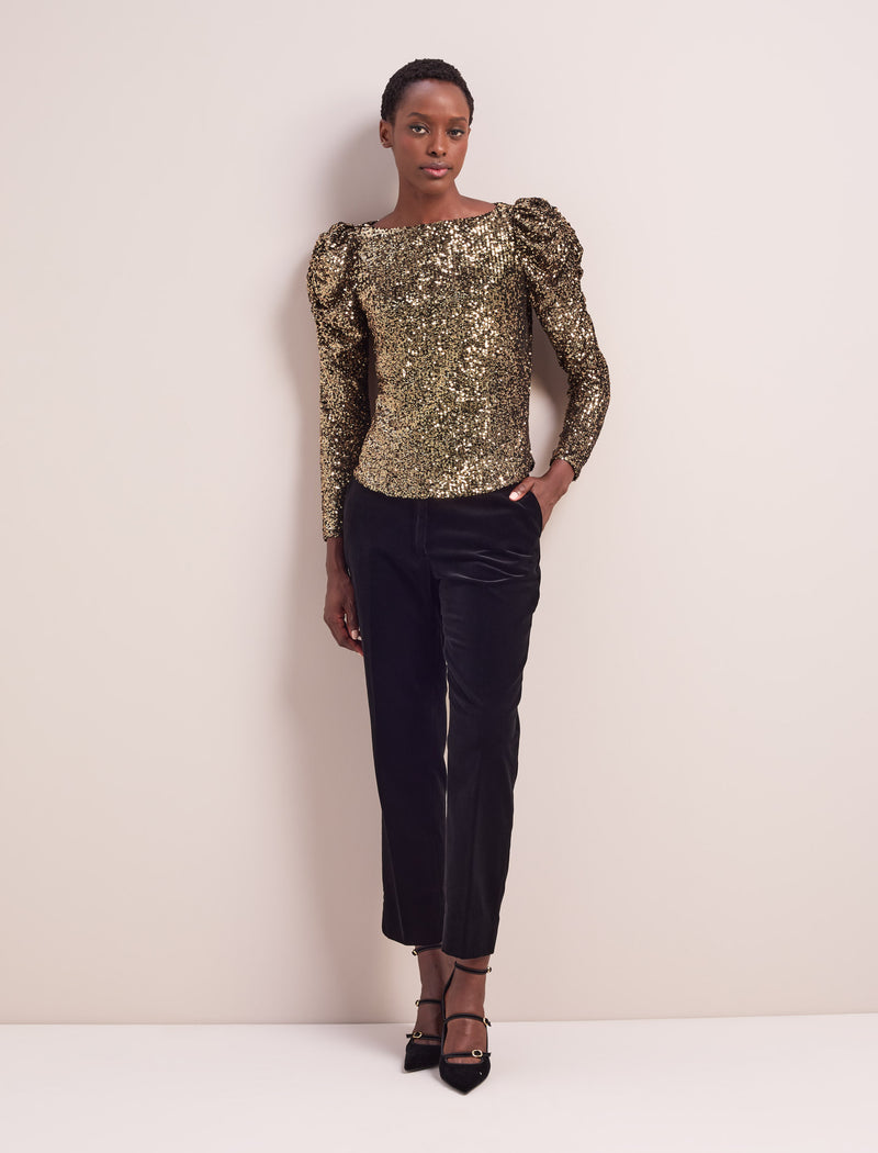 Cecile Sequin Blouse - Gold