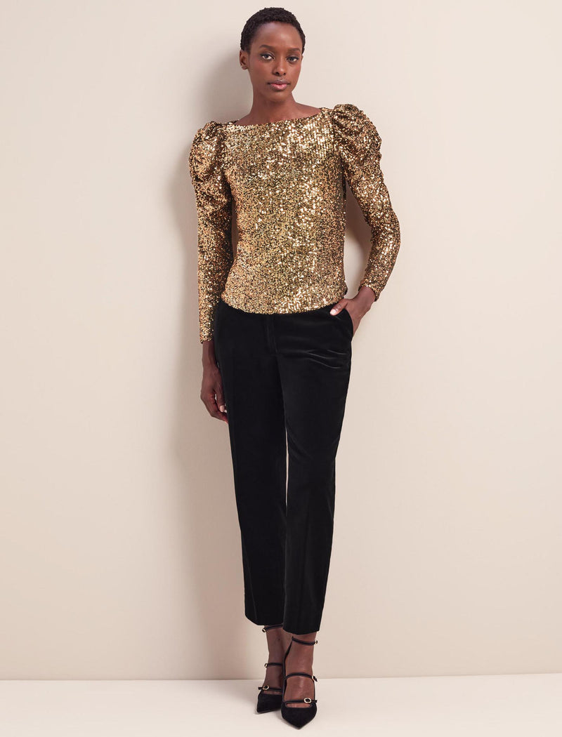 Cecile Sequin Blouse - Gold