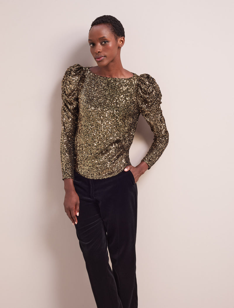 Cecile Sequin Blouse - Gold