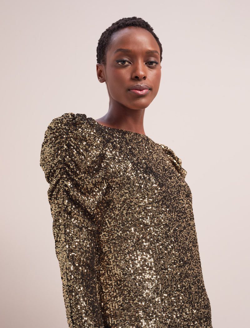 Cecile Sequin Blouse - Gold