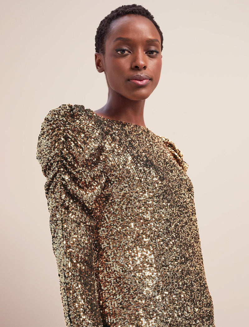 Cecile Sequin Blouse - Gold