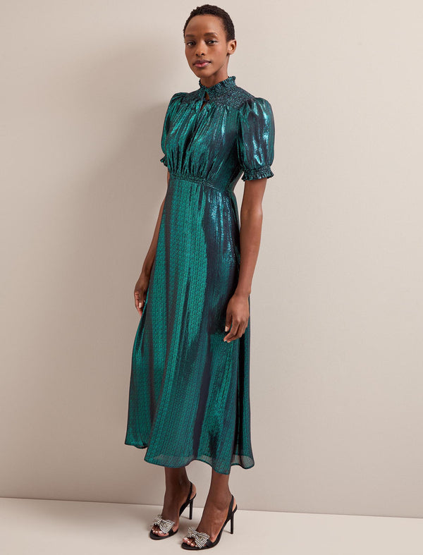 Irina Silk Blend Bias Cut Maxi Dress - Dark Green