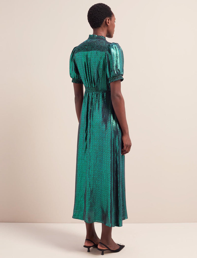 Irina Silk Blend Bias Cut Maxi Dress - Dark Green