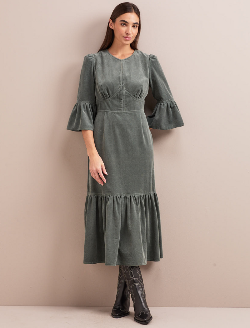 Daphne Corduroy Maxi Dress - Sage Green