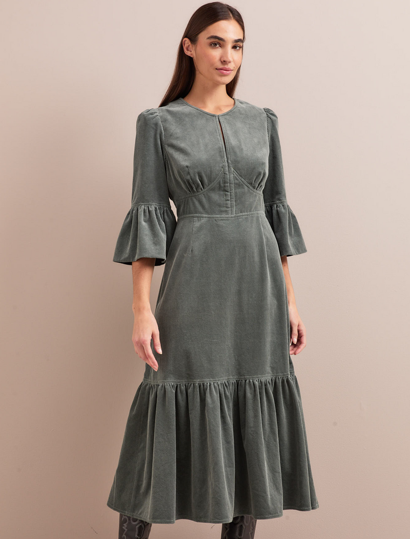 Daphne Corduroy Maxi Dress - Sage Green