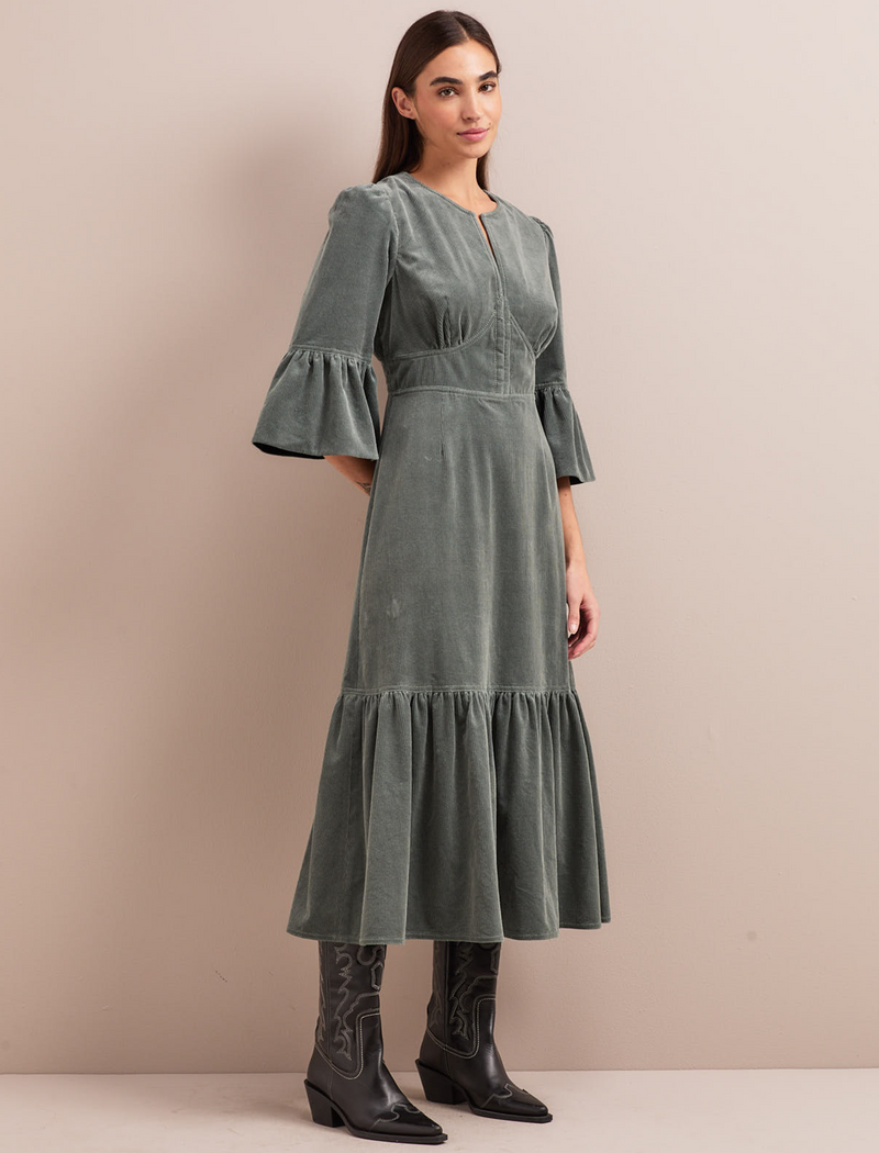 Daphne Corduroy Maxi Dress - Sage Green