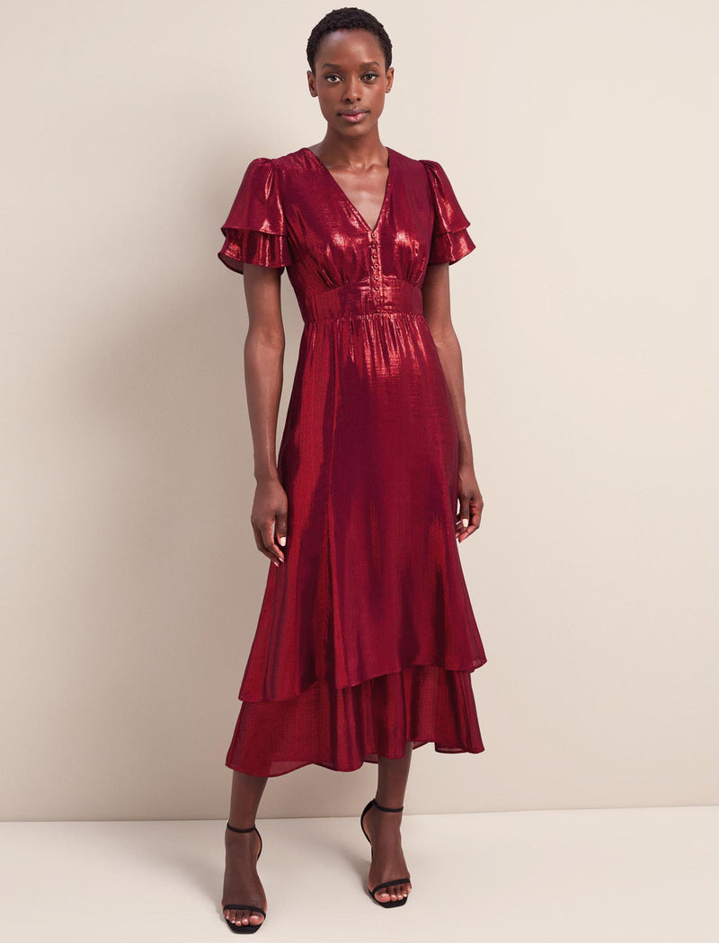 Lotta Silk Blend Maxi Dress - Burgundy