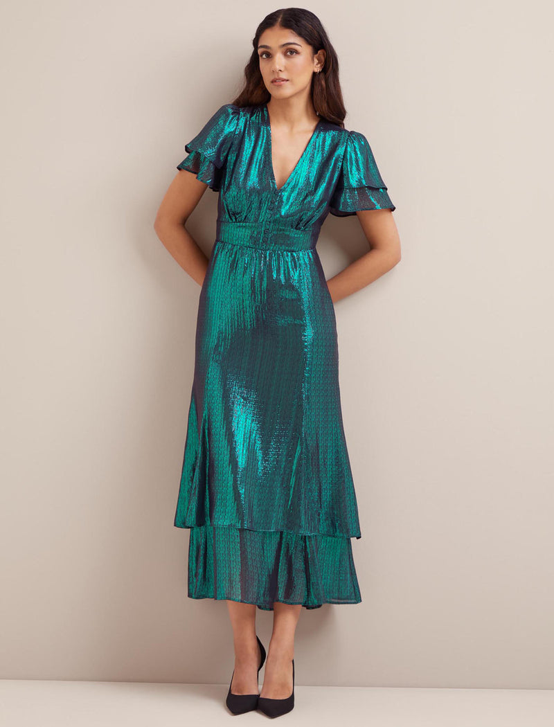 Lotta Silk Blend Maxi Dress - Dark Green