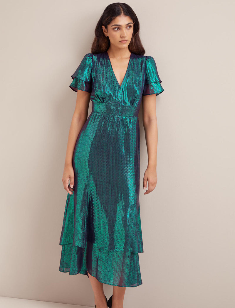 Lotta Silk Blend Maxi Dress - Dark Green