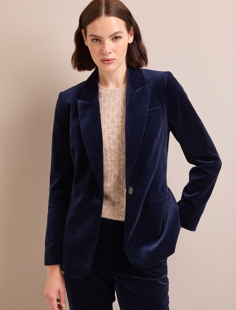 Dark blue velvet blazer best sale