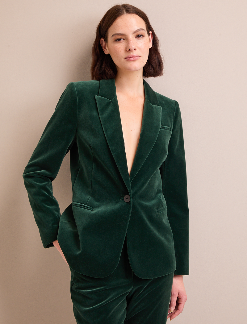 Jamie Velvet Blazer - Forest Green