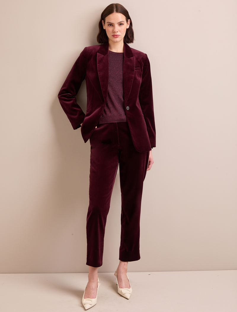 Jamie Velvet Blazer - Burgundy