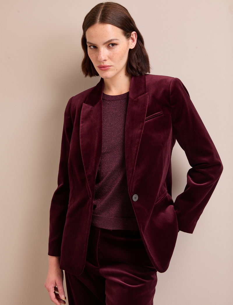 Jamie Velvet Blazer - Burgundy