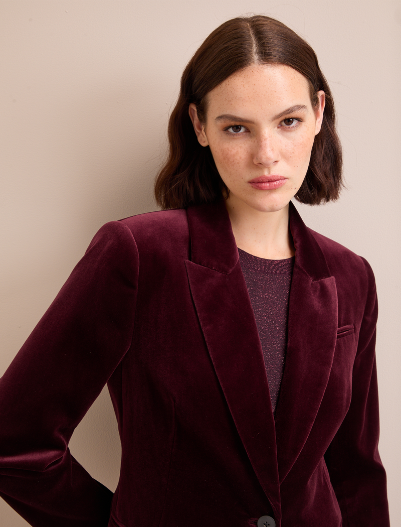 Jamie Velvet Blazer - Burgundy