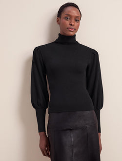 Black wool polo neck jumper hotsell