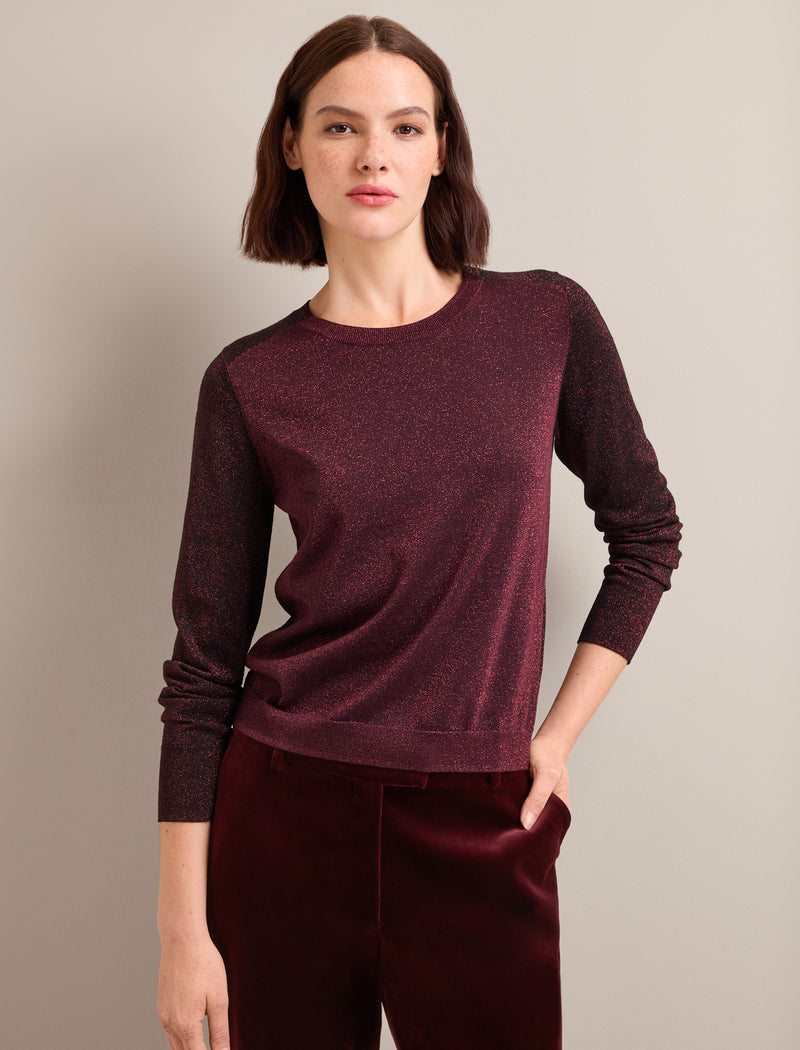 Remi Lurex Jumper - Burgundy