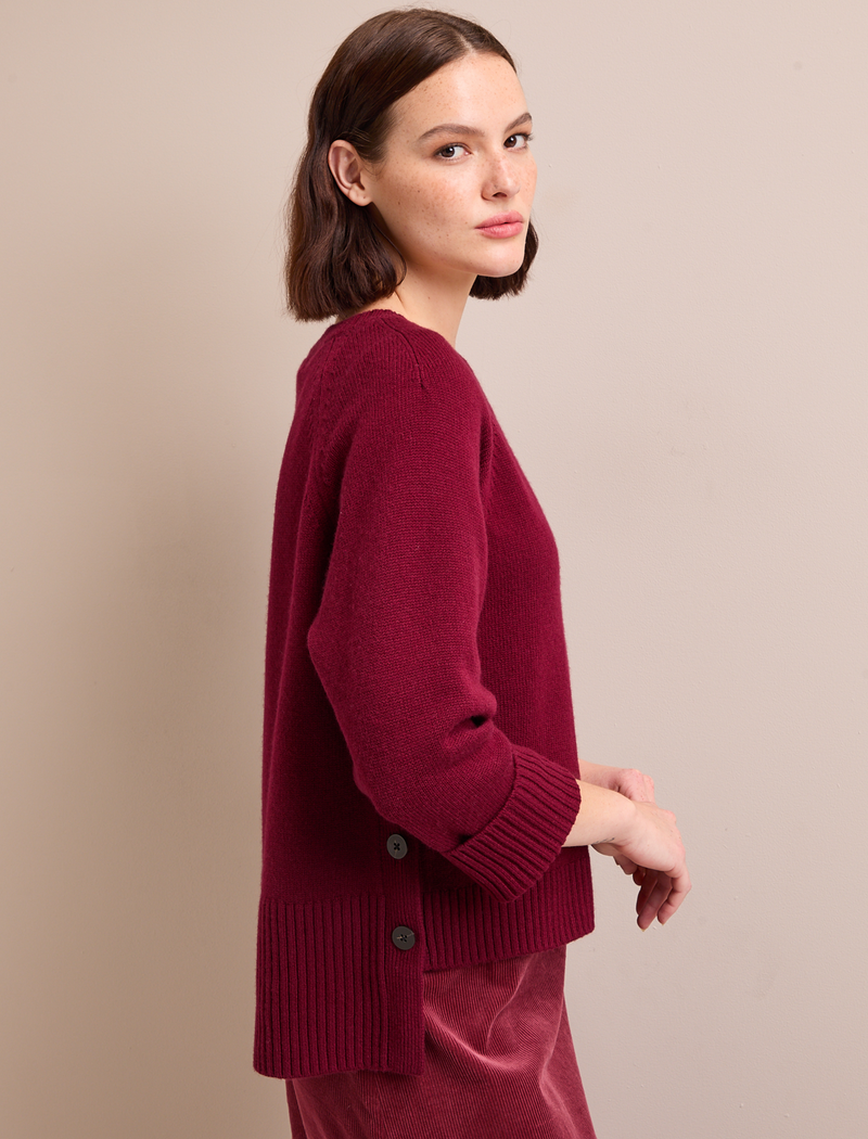 Ezra Cashmere Blend Jumper - Burgundy