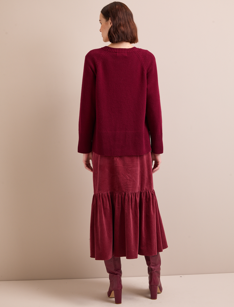 Ezra Cashmere Blend Jumper - Burgundy