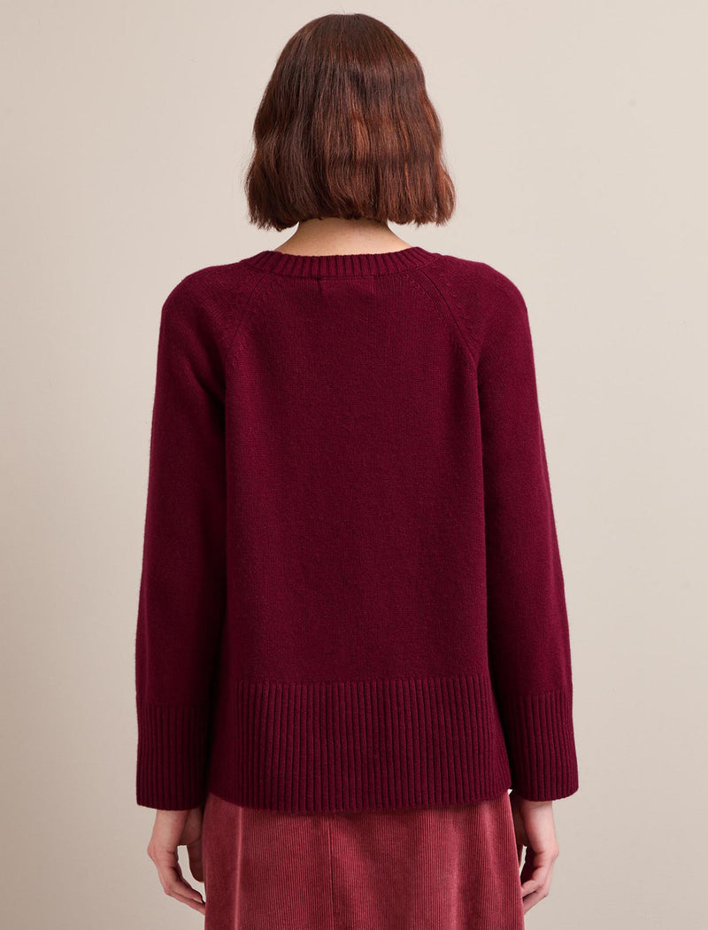 Ezra Cashmere Blend Jumper - Burgundy