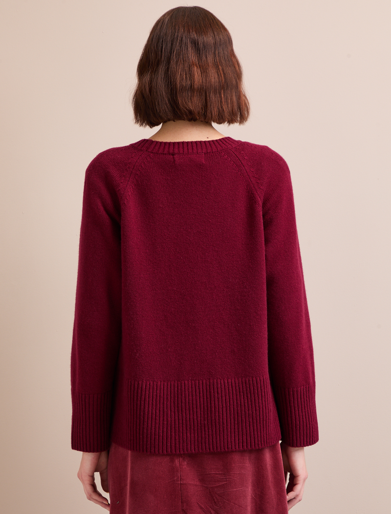 Ezra Cashmere Blend Jumper - Burgundy