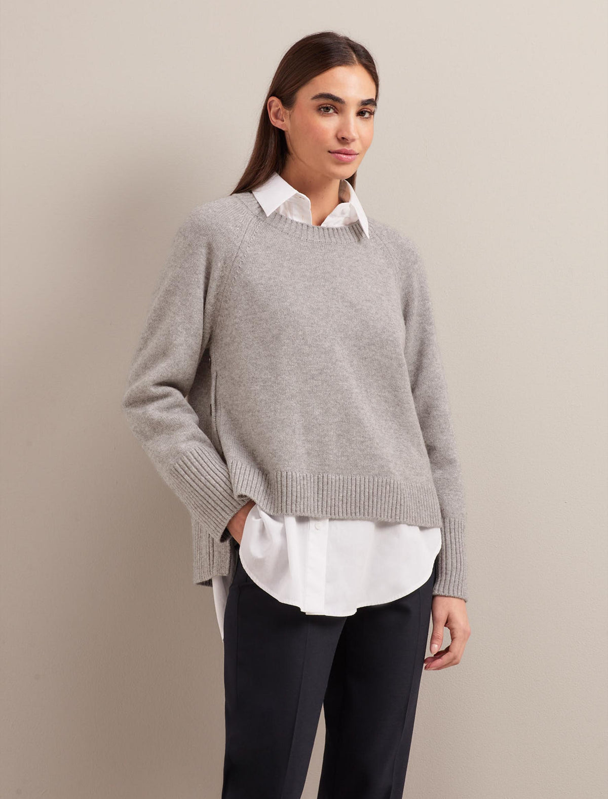 CEFINN Jemima Mélange Wool-blend Sweater sold In Gray