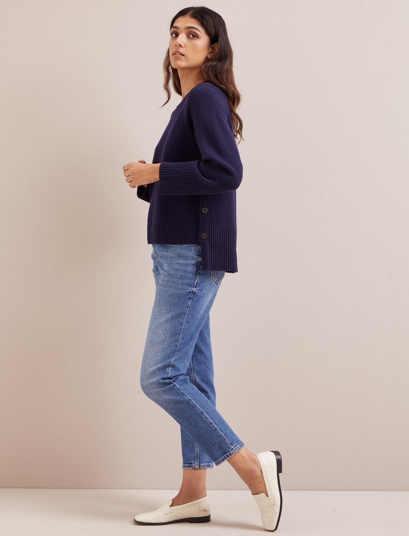 Ezra Cashmere Blend Jumper - Navy