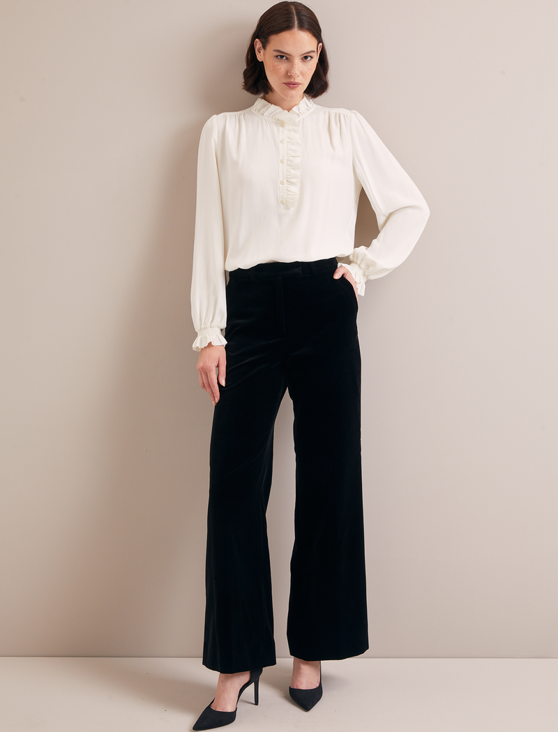 Taylor Velvet Wide Leg Trouser - Black