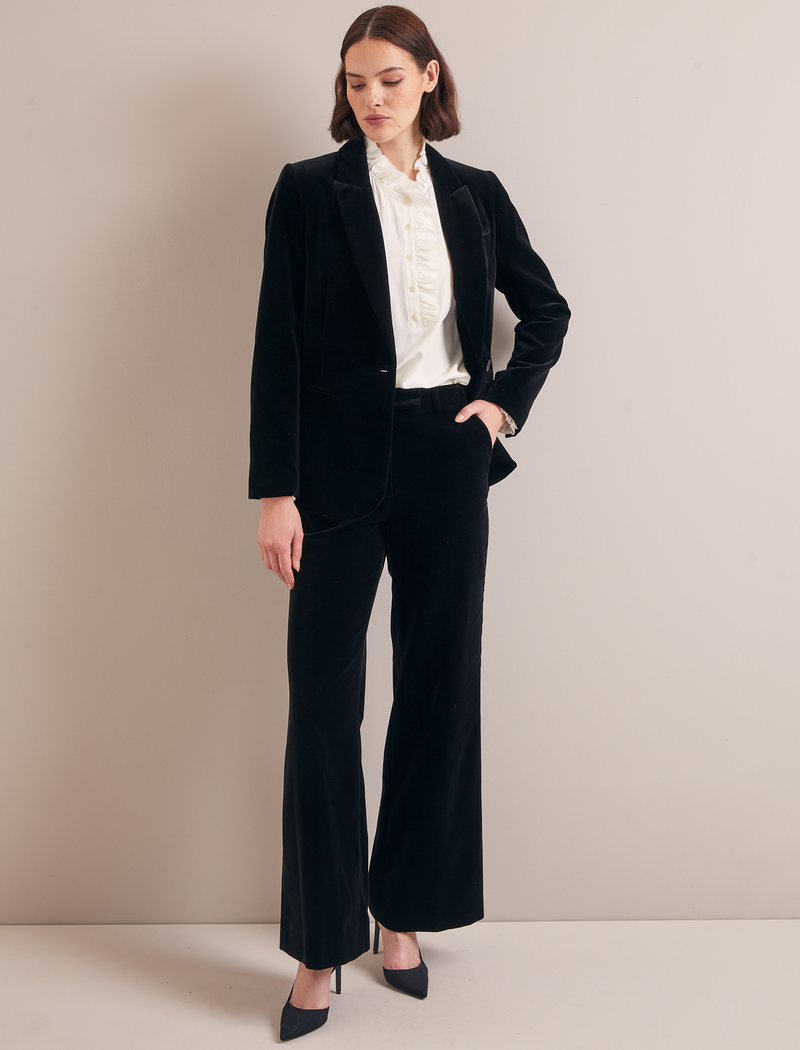 Taylor Velvet Wide Leg Trouser - Black