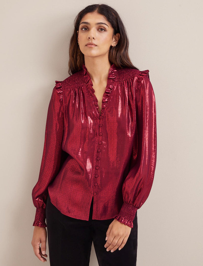 Stella Silk Blend Shirt - Burgundy